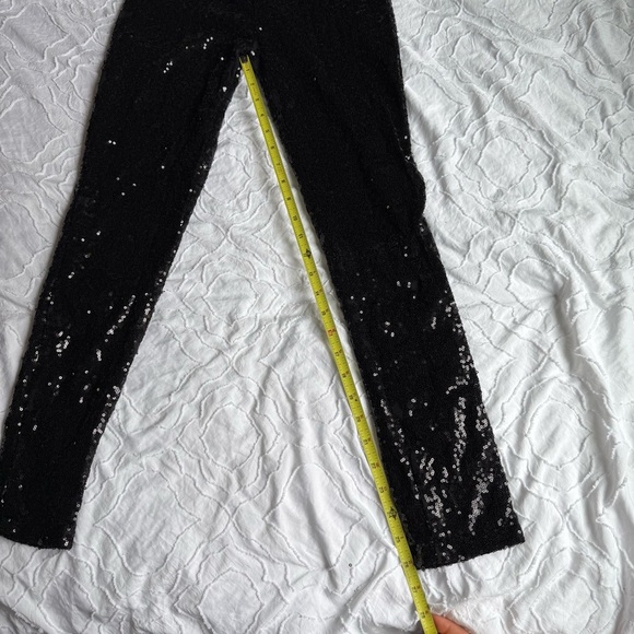 Wanhaofashion Black Sequin Leggings Elastic Waist - Picture 5 of 10